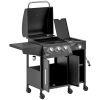 Outsunny 3 Burner Propane Gas Grill with Side Burner Barbecue Grill with Shelves, 37,000 BTU Output, 310 sq.in. Cooking Area