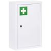 kleankin 12x18 White Lockable Medicine Cabinet 3 Tier Steel Medical Box 2 Keys Bathroom Wall Storage