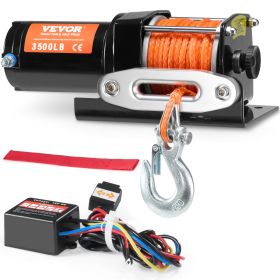 VEVOR Electric Winch ATV UTV 3500 lb Synthetic Rope Waterproof Wired Control