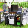 Outsunny 3 Burner Propane Gas Grill with Side Burner Barbecue Grill with Shelves, 37,000 BTU Output, 310 sq.in. Cooking Area