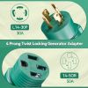 NEMA L14-30P to 14-50R RV Generator Adapter, 30 Amp to 50 Amp Twist Locking Generator 4 Prong Male Plug to 4 Prong RV Female