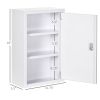 kleankin 12x18 White Lockable Medicine Cabinet 3 Tier Steel Medical Box 2 Keys Bathroom Wall Storage