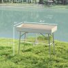 Outsunny 3.4ft Folding Ice Cooler Table with Drain, Fill and Chill Table Outdoor Table Cooler with Storage Shelf