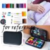 Purple PU Portable Travel Sewing Kit 24 Colors Thread Spools Sewing Accessories Supplies for Adults Kids Beginner Emergency DIY Home