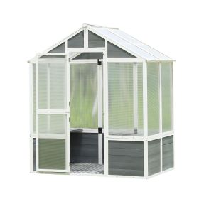 Greenhouse, Wooden Greenhouse Polycarbonate Garden Shed for Plants, 76''x48''x86'' Walk-in Outdoor Plant Gardening Greenhouse for Patio Backyard Lawn (Color: as Pic)