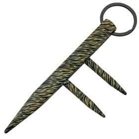 Self Defense Key Chain Two Prong Kubotan (Color: Brown Leopard)